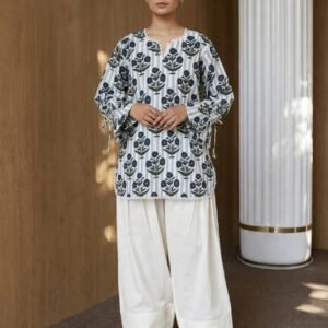 Mayassar Blue Bloom cotton suit set, Jaipur