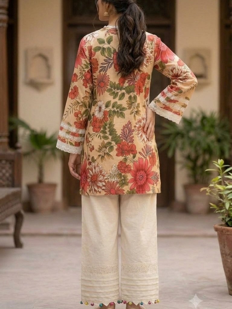 Beige Floral Farshi Set