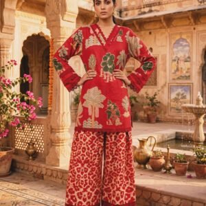 Mayassar Red Tropical cotton suit set, Jaipur